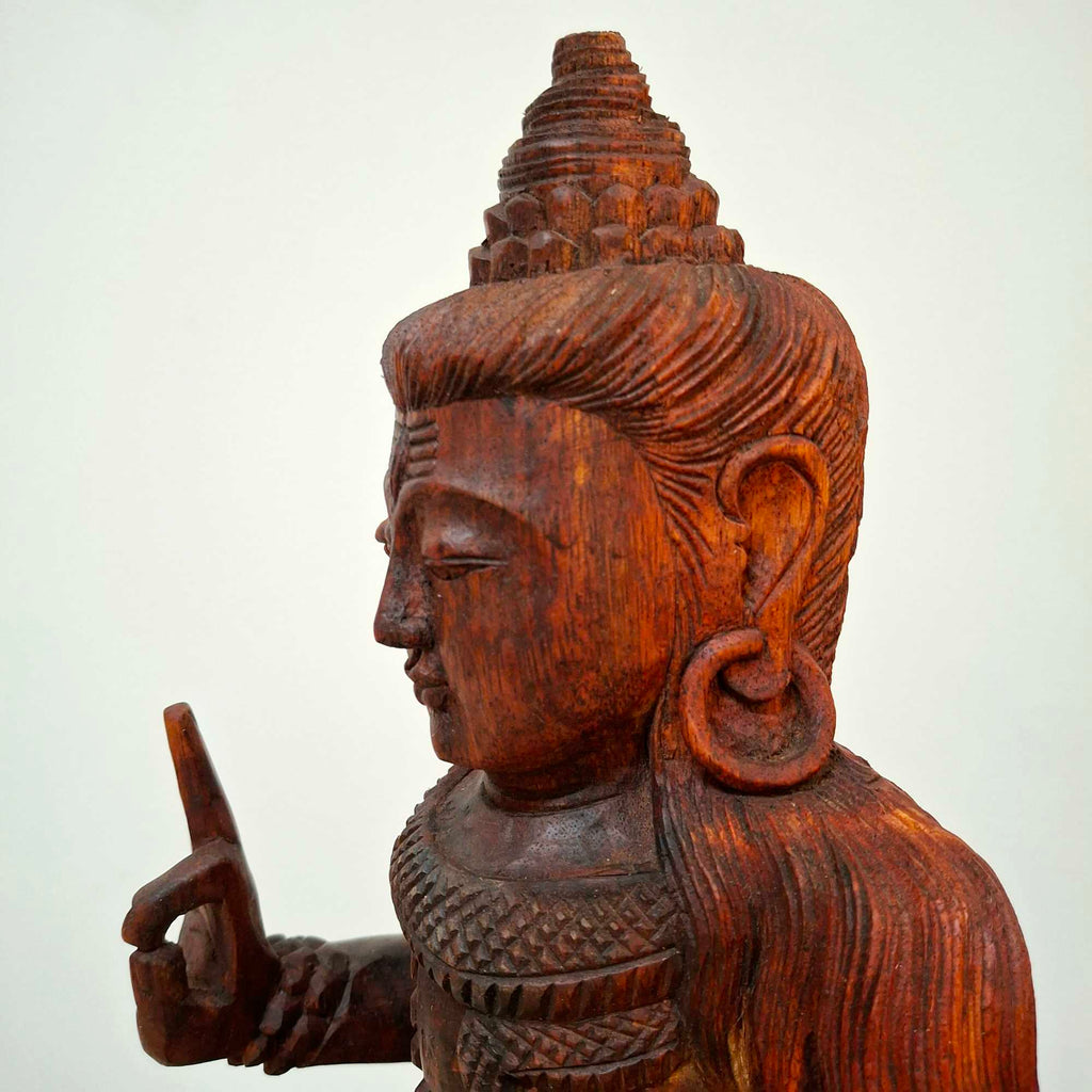 Scultura Shiva statuetta sacra legno meditazione