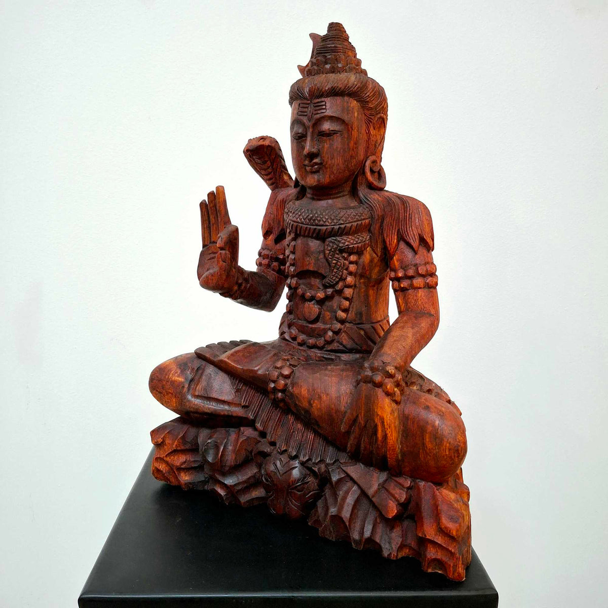 Scultura Shiva statuetta sacra legno meditazione