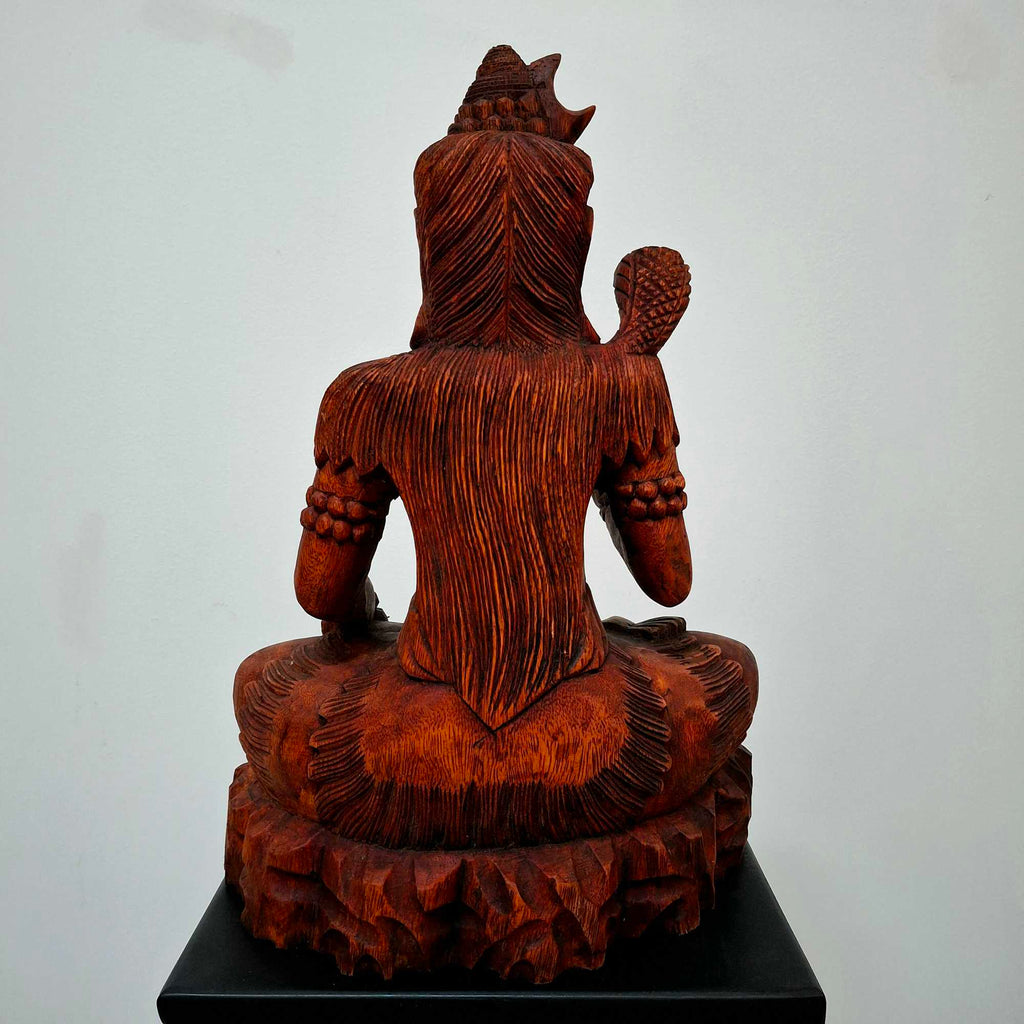 Scultura Shiva statuetta sacra legno meditazione