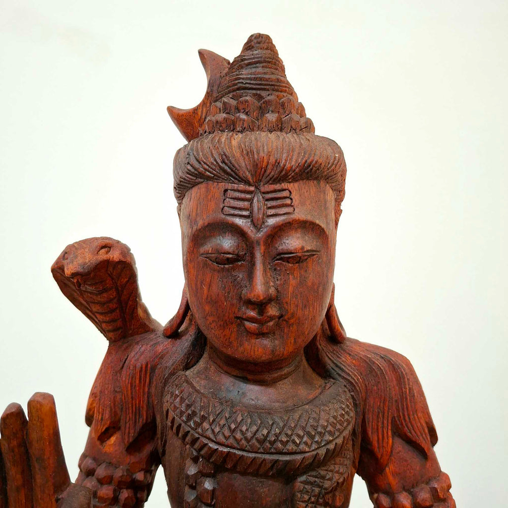 Scultura Shiva statuetta sacra legno meditazione