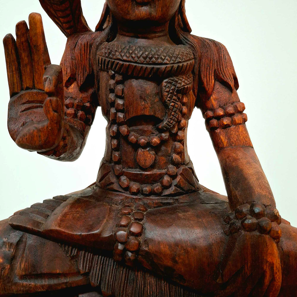 Scultura Shiva statuetta sacra legno meditazione