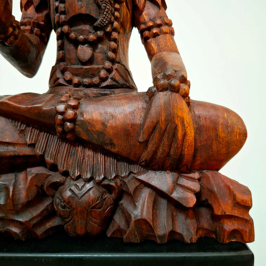 Scultura Shiva statuetta sacra legno meditazione