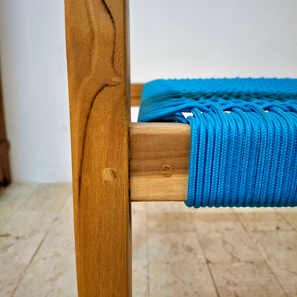 Sedia ergonomica legno teak con corde in treccia - ETNICBAY