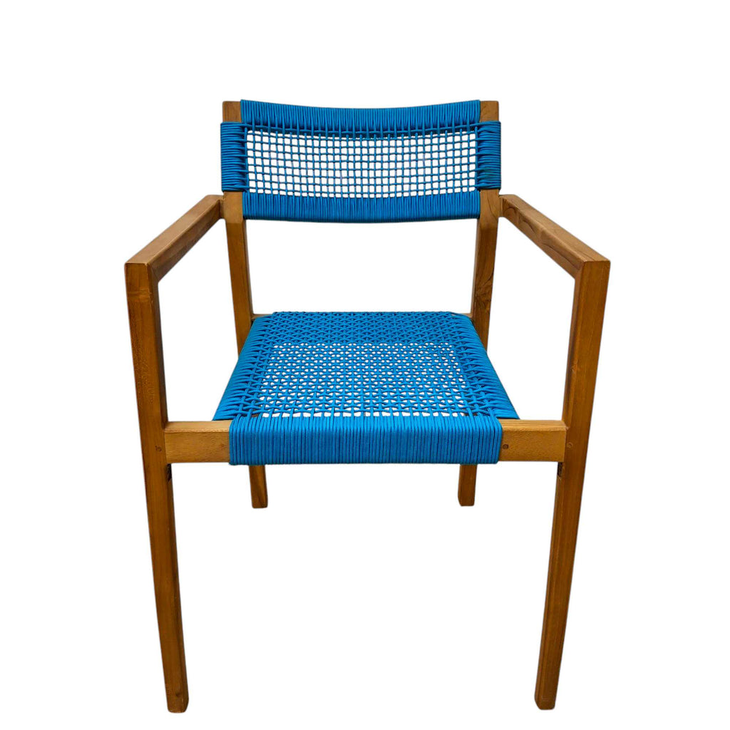 Sedia ergonomica legno teak con corde in treccia - ETNICBAY