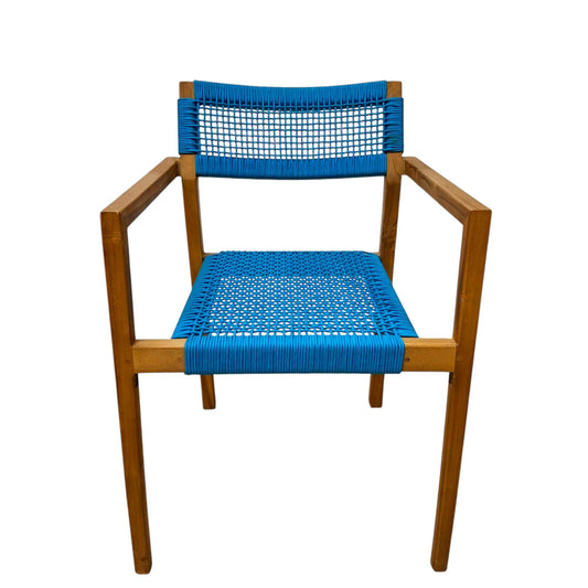 Chaise ergonomique en bois de teck avec cordes tressées