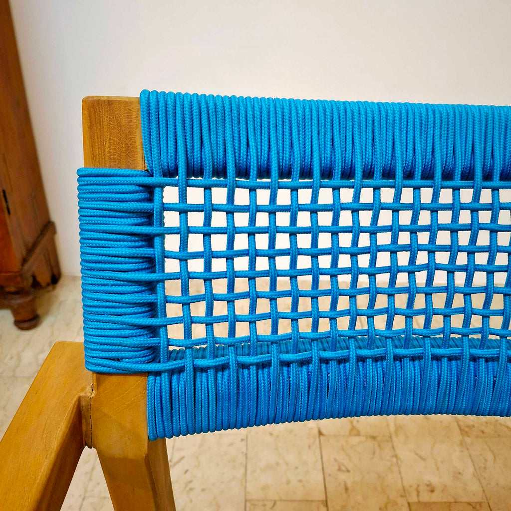 Sedia ergonomica legno teak con corde in treccia - ETNICBAY