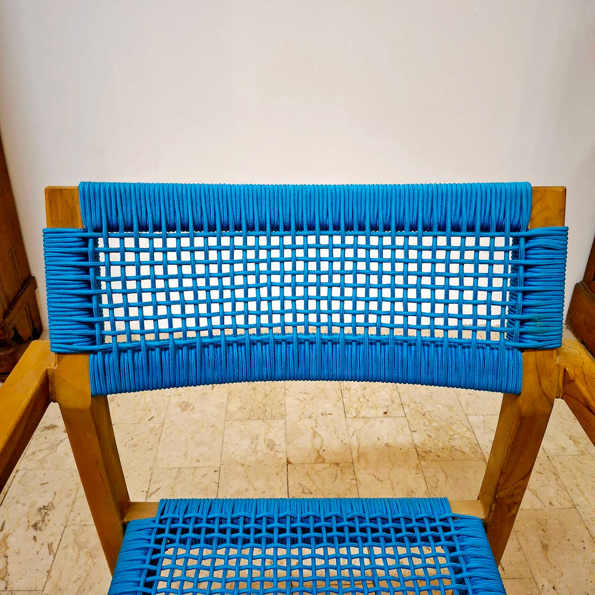 Sedia ergonomica legno teak con corde in treccia - ETNICBAY