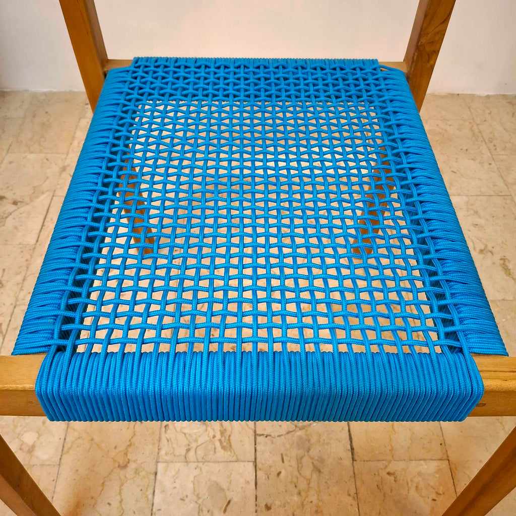 Sedia ergonomica legno teak con corde in treccia - ETNICBAY