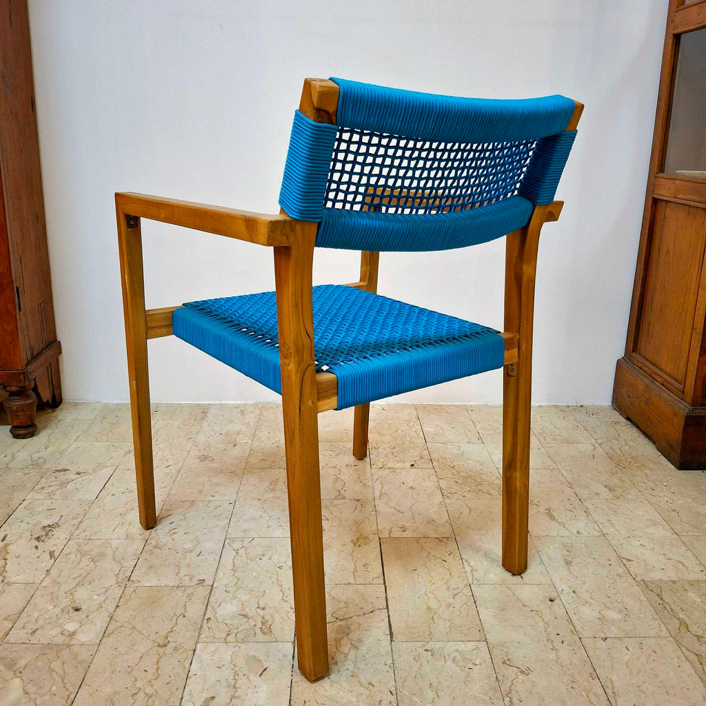Sedia ergonomica legno teak con corde in treccia - ETNICBAY