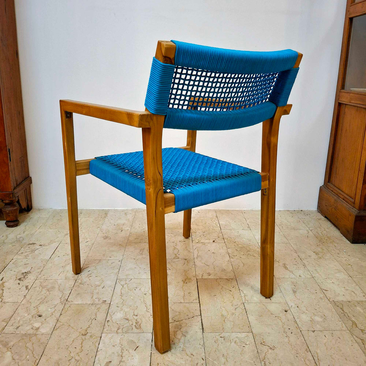 Sedia ergonomica legno teak con corde in treccia - ETNICBAY