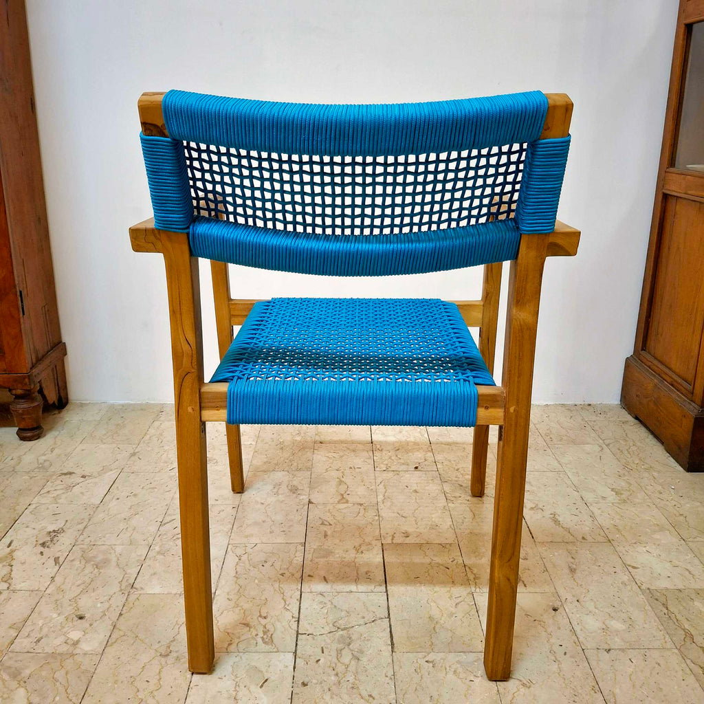 Sedia ergonomica legno teak con corde in treccia - ETNICBAY