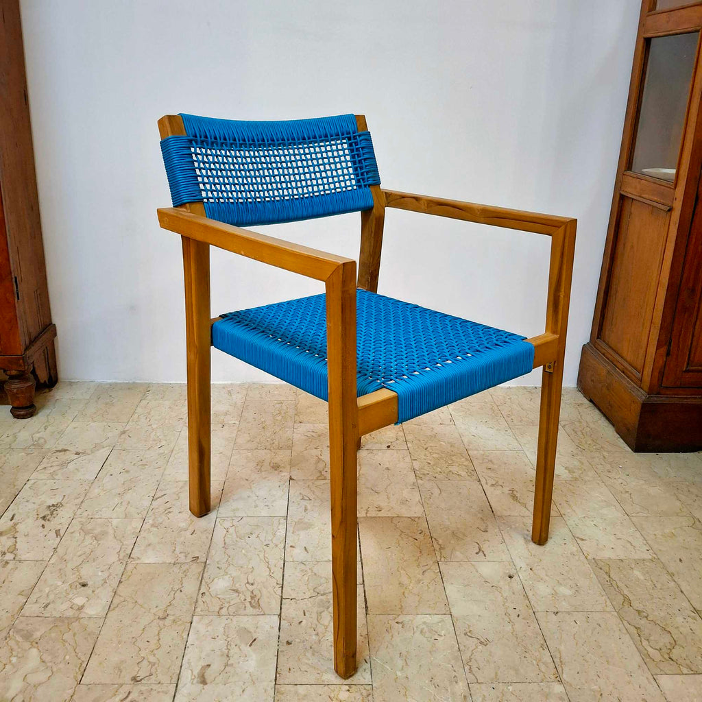 Sedia ergonomica legno teak con corde in treccia - ETNICBAY
