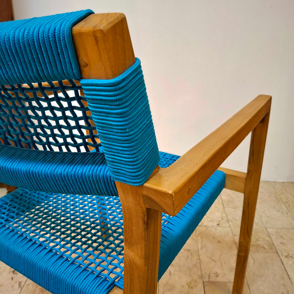 Sedia ergonomica legno teak con corde in treccia - ETNICBAY