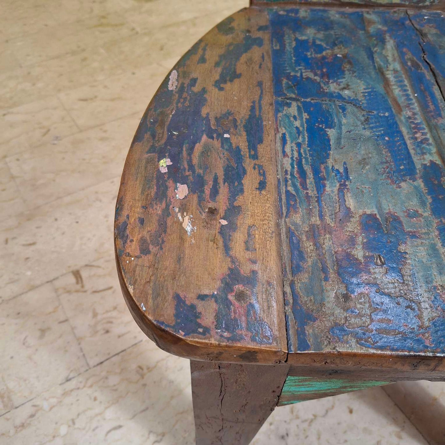 Chaise tabouret ethnique en bois de teck recyclé vintage
