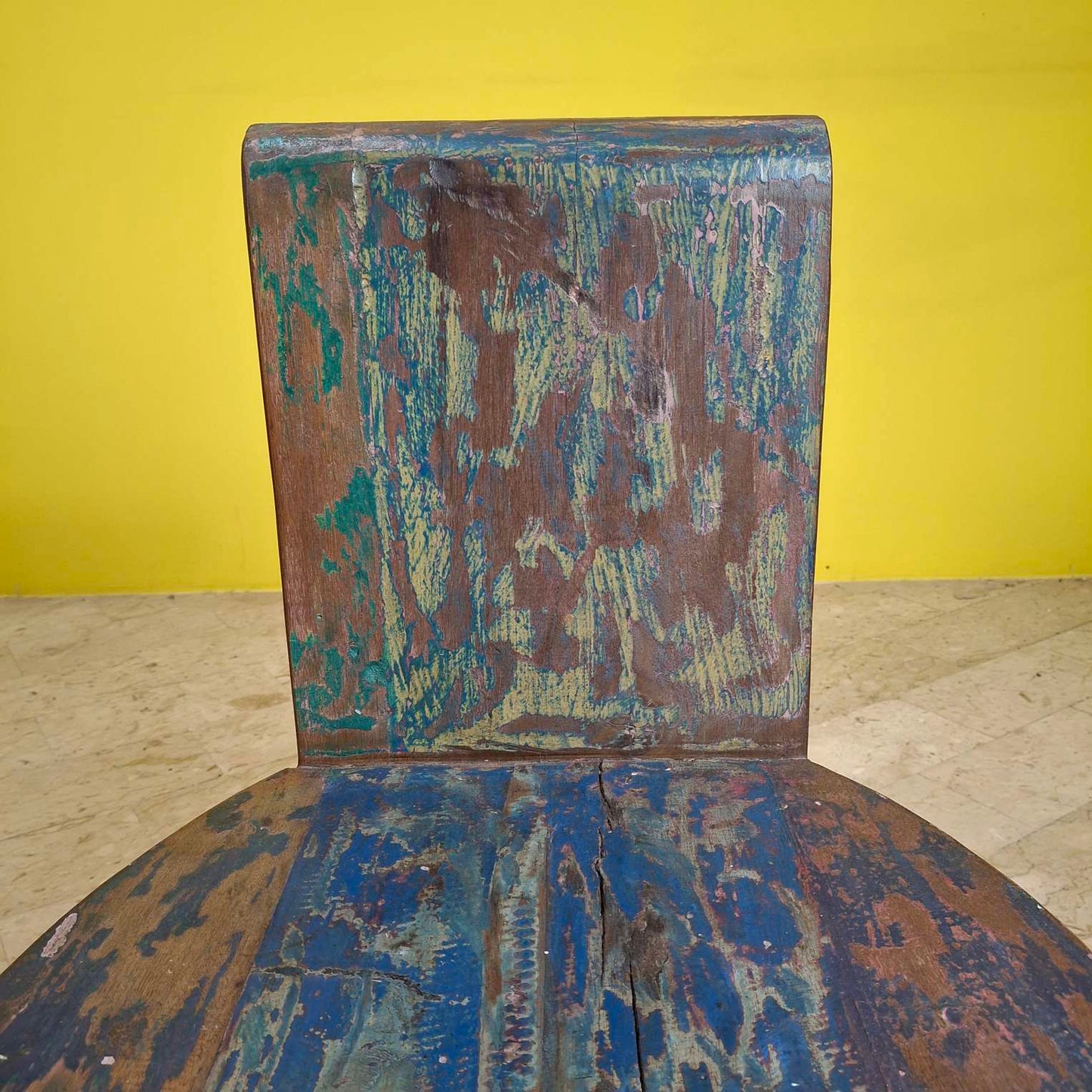 Chaise tabouret ethnique en bois de teck recyclé vintage