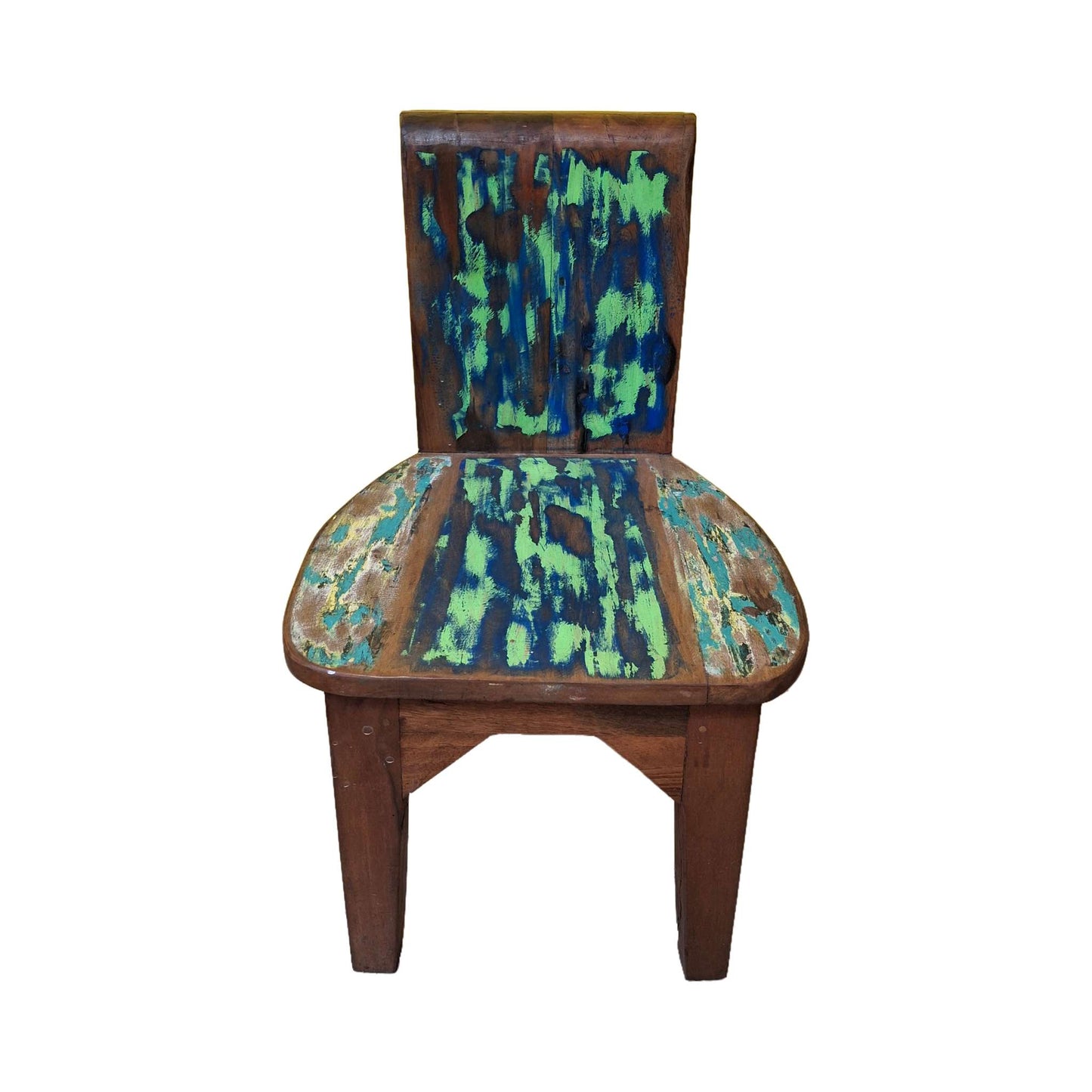 Chaise tabouret ethnique en bois de teck recyclé vintage