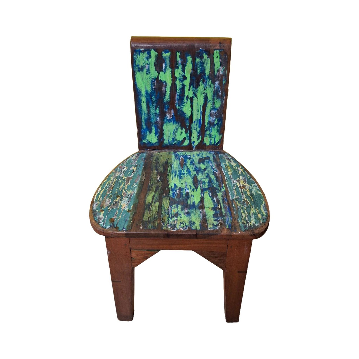 Chaise tabouret ethnique en bois de teck recyclé vintage