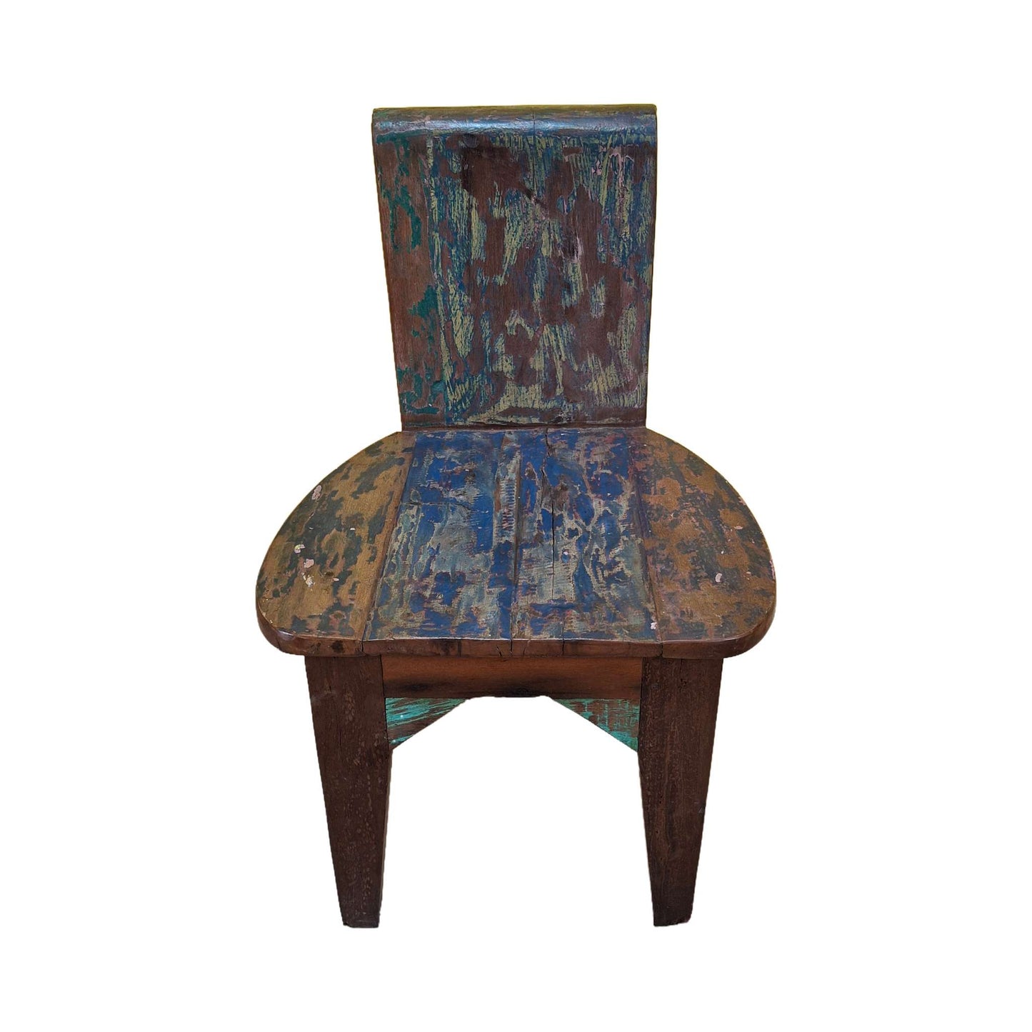 Chaise tabouret ethnique en bois de teck recyclé vintage