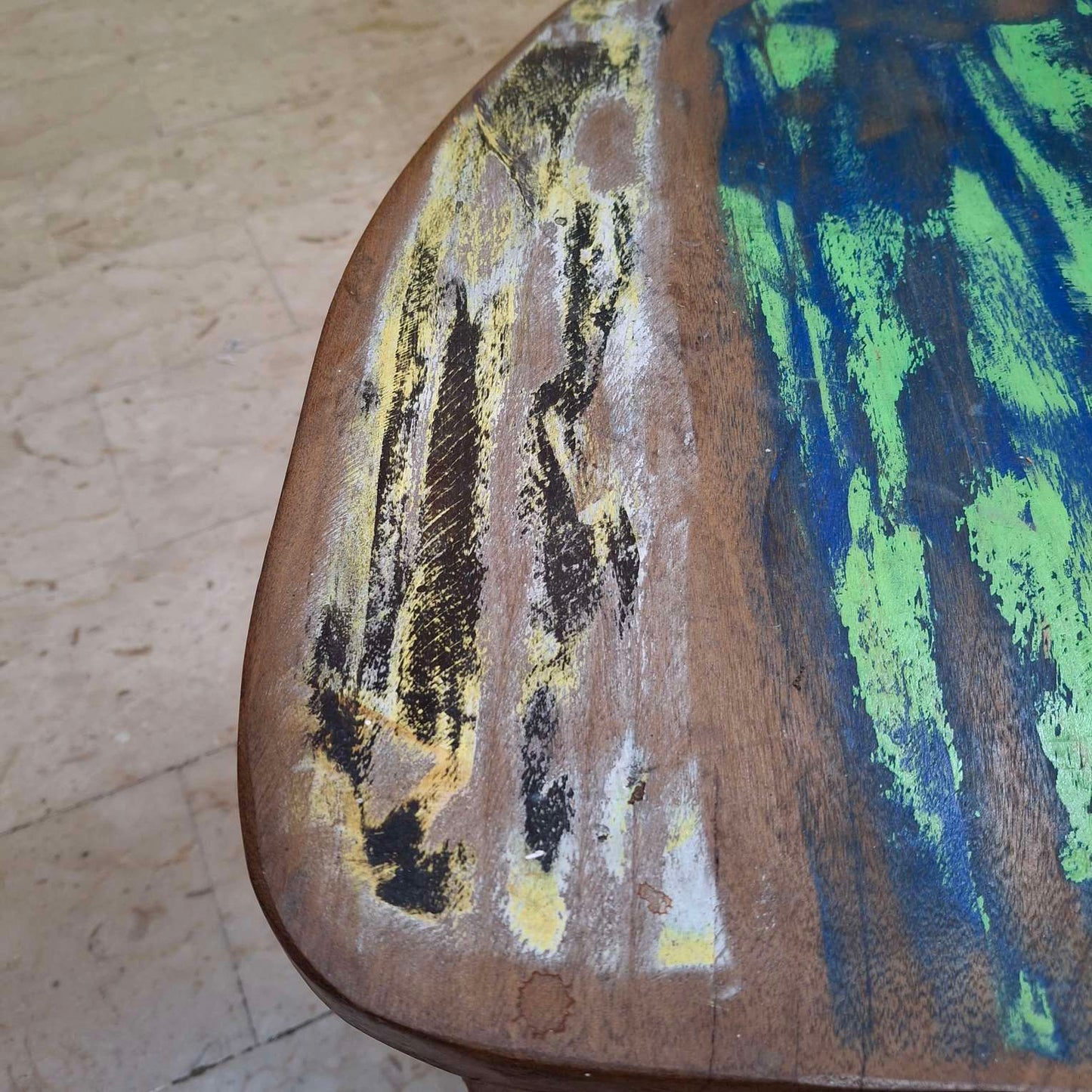 Chaise tabouret ethnique en bois de teck recyclé vintage