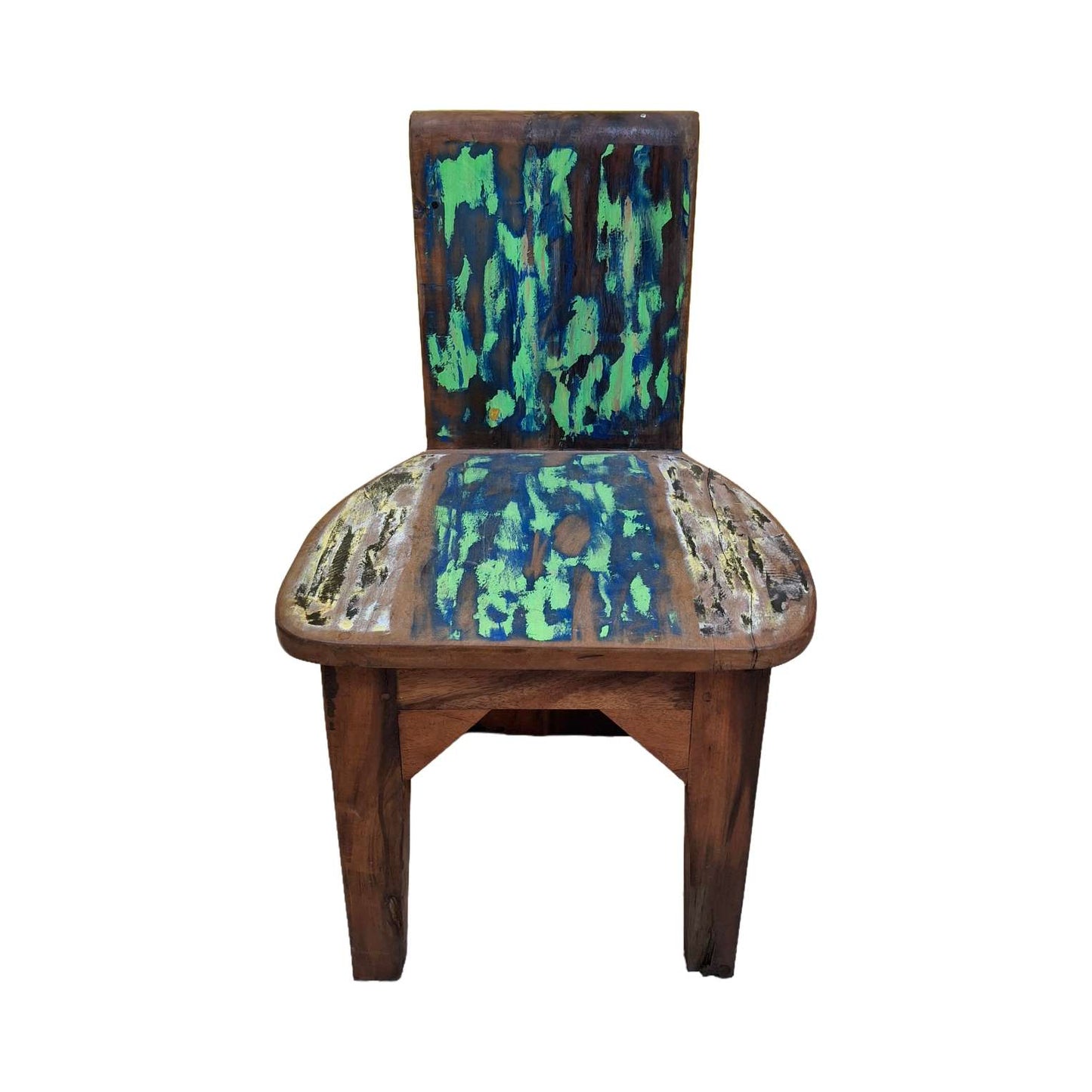 Chaise tabouret ethnique en bois de teck recyclé vintage