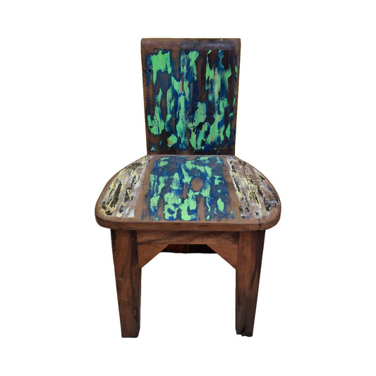 Chaise tabouret ethnique en bois de teck recyclé vintage
