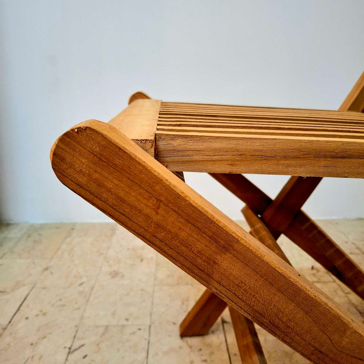 Sedia pieghevole in legno teak grezzo - ETNICBAY