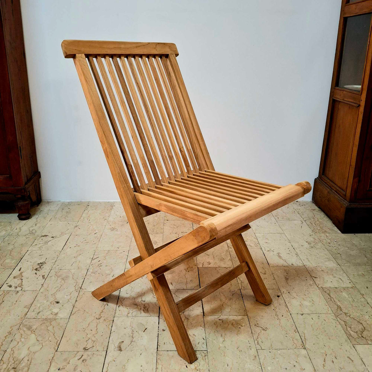Sedia pieghevole in legno teak grezzo - ETNICBAY