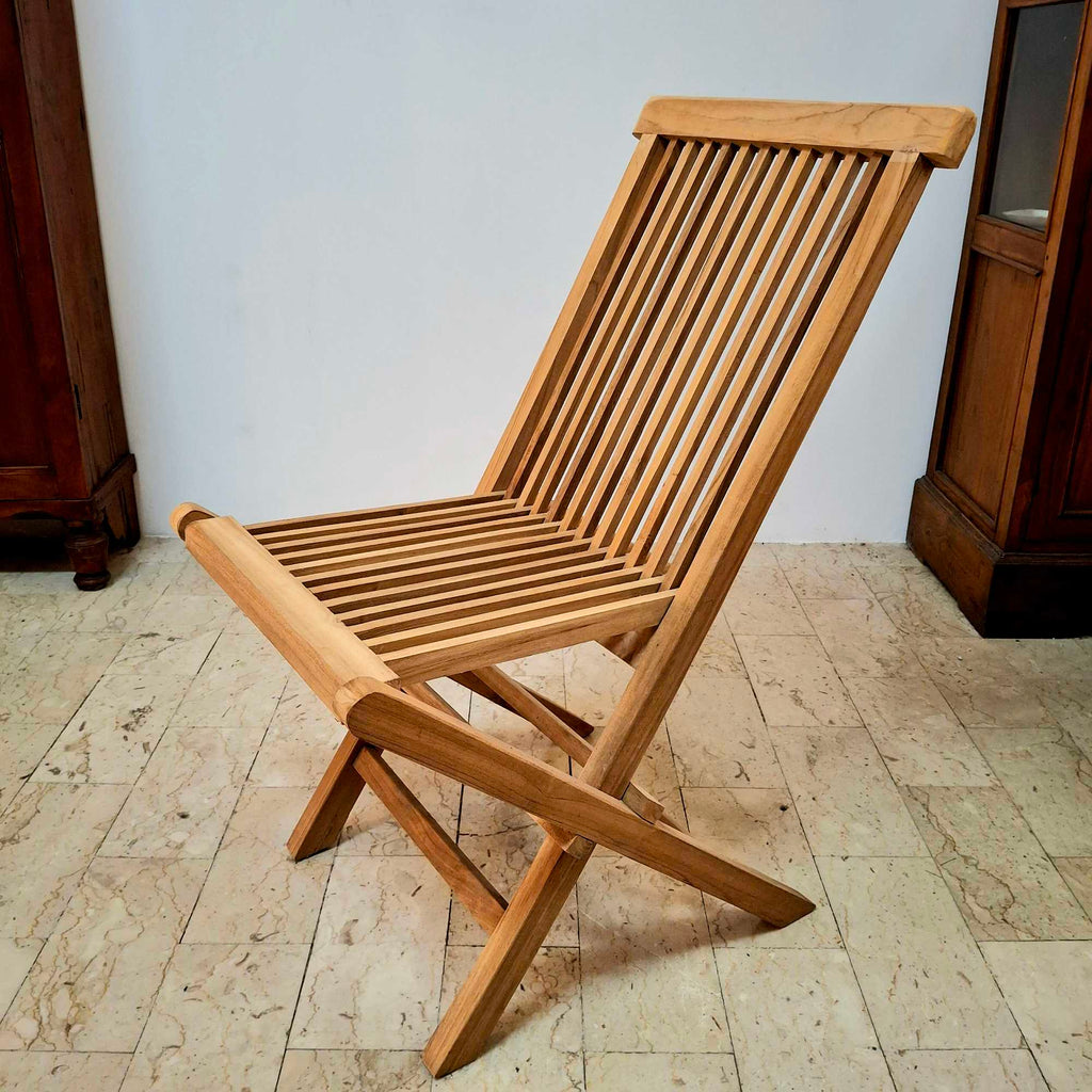 Sedia pieghevole in legno teak grezzo - ETNICBAY