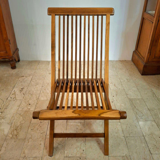 Chaise pliante en bois de teck naturel