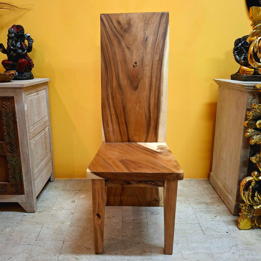 Sedia etnica legno massello con schienale alto