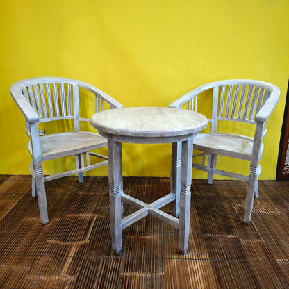 Set tavolino e sedie in legno teak shabby chic