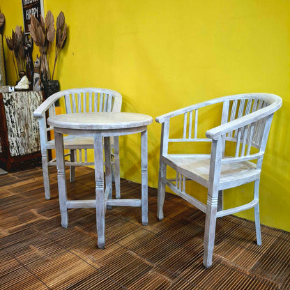 Set tavolino e sedie in legno teak shabby chic