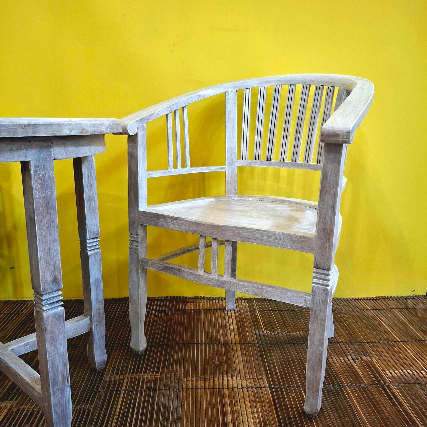 Set tavolino e sedie in legno teak shabby chic