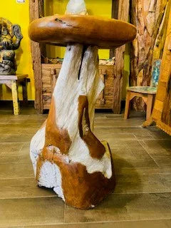 Ethischer Hocker aus Wurzelholz, hoher Beistelltisch