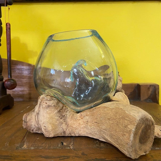 Ethnic ornament vase orchid glass root