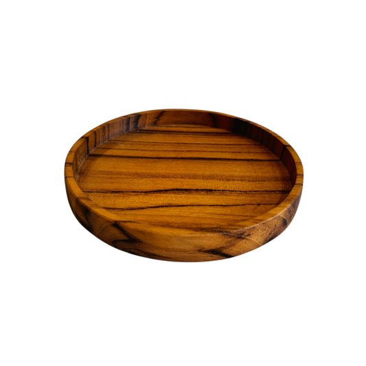 Handcrafted coasters in natural teak wood