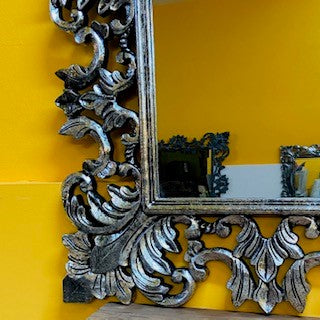 Miroir baroque couleur argent meuble ethnique