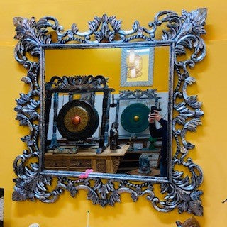 Miroir baroque couleur argent meuble ethnique