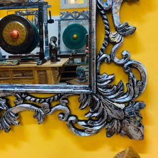 Specchio barocco color argento cornice in legno - ETNICBAY