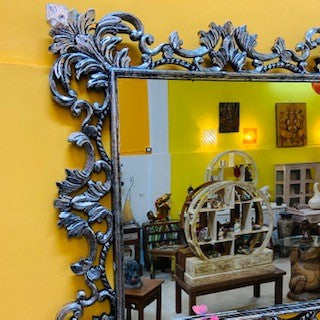 Miroir baroque couleur argent meuble ethnique