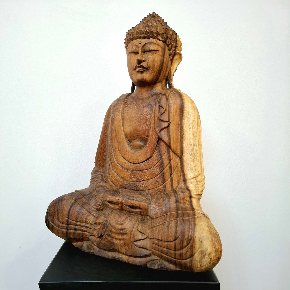 Statuetta Buddha legno suar in meditazione