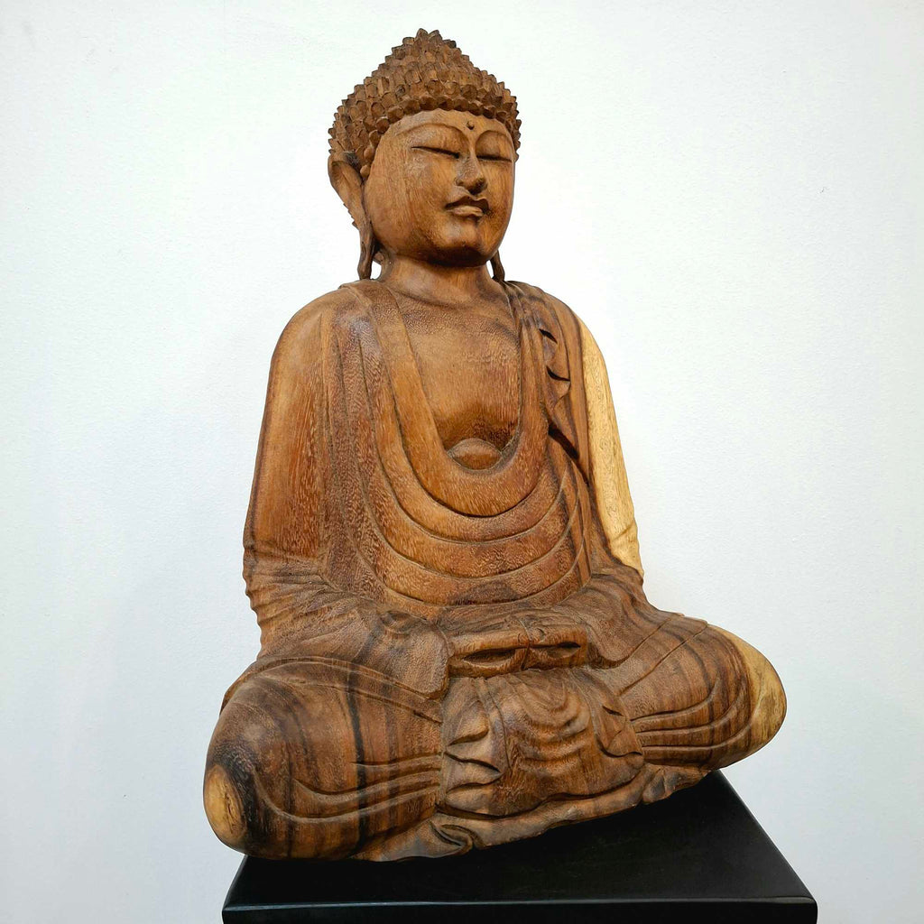 Statuetta Buddha legno suar in meditazione