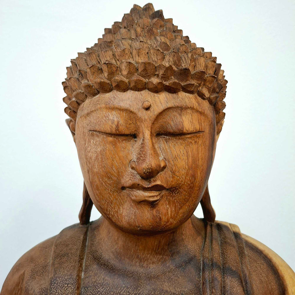 Statuetta Buddha legno suar in meditazione