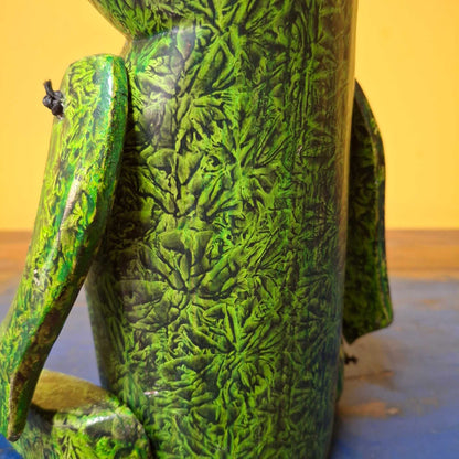 Decorative wooden frog puppet figurine