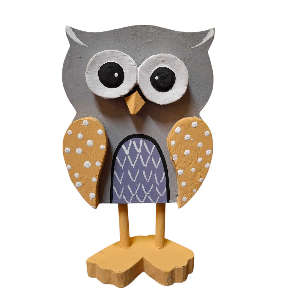 Statuetta decorativa gufo in legno soprammobile