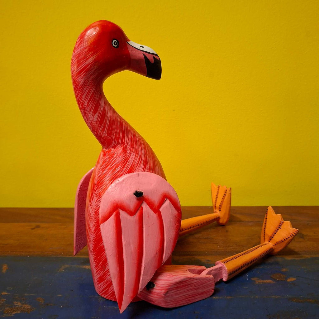 Holzfigur Flamingo-Marionette