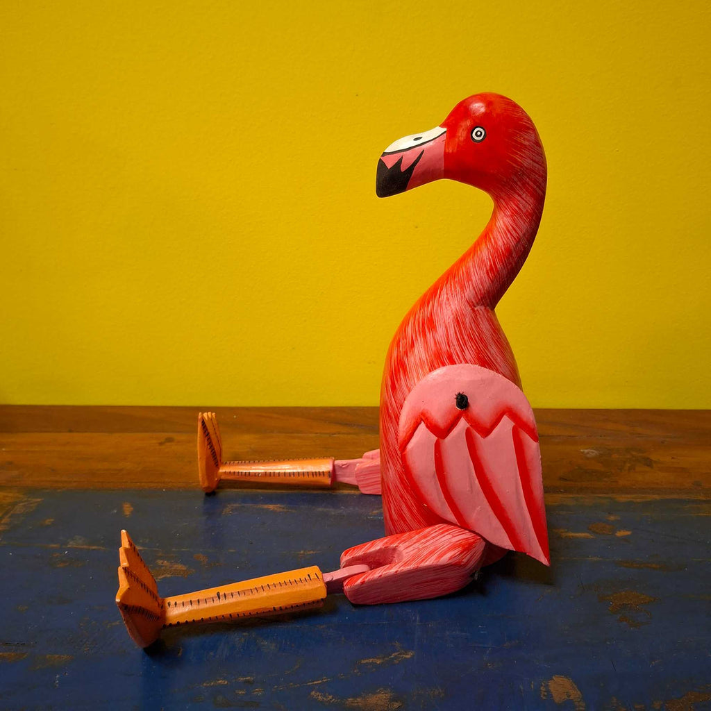 Holzfigur Flamingo-Marionette