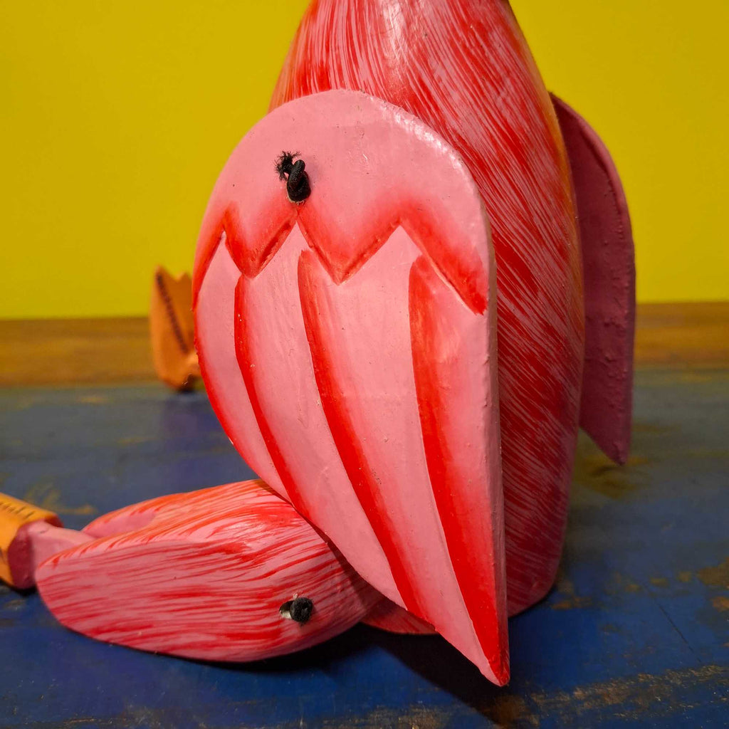 Holzfigur Flamingo-Marionette