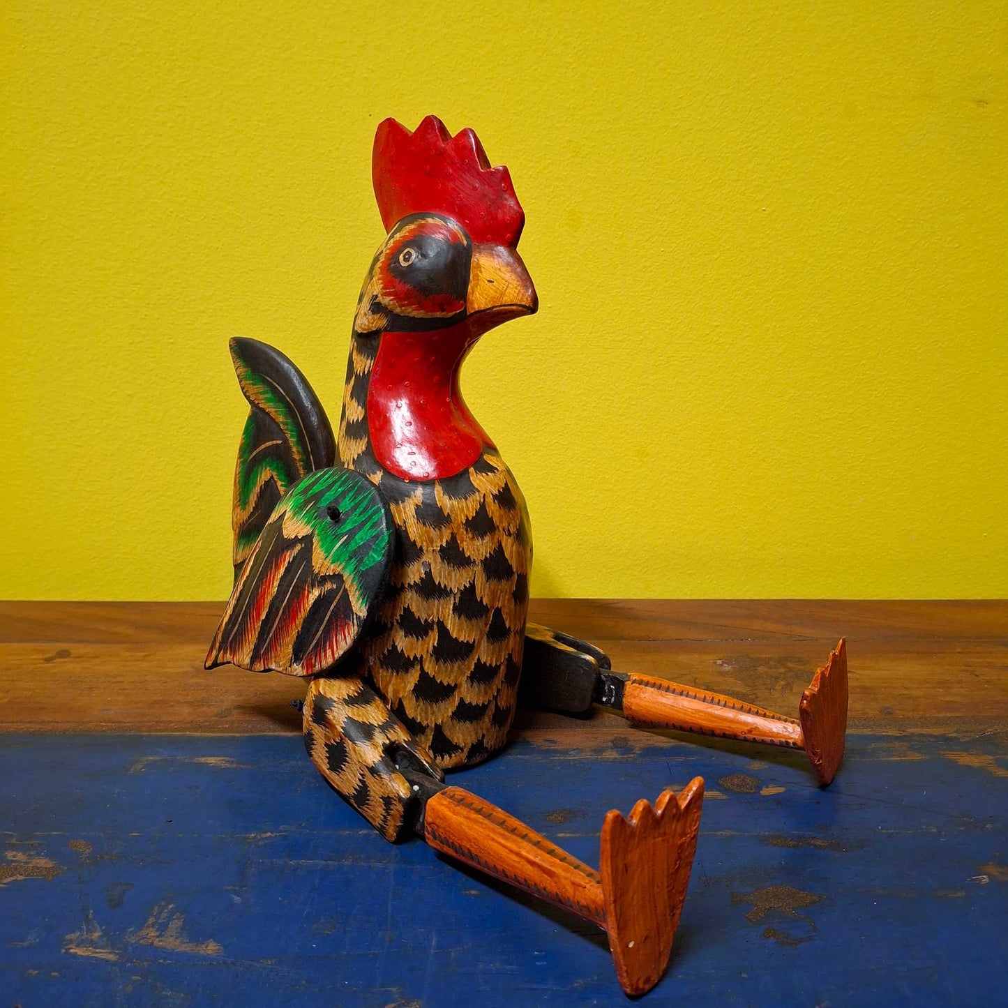 Set of wooden figurines rooster puppet decorative