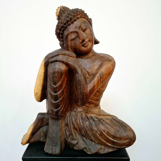 Statuette en bois suar Bouddha endormi sculpture